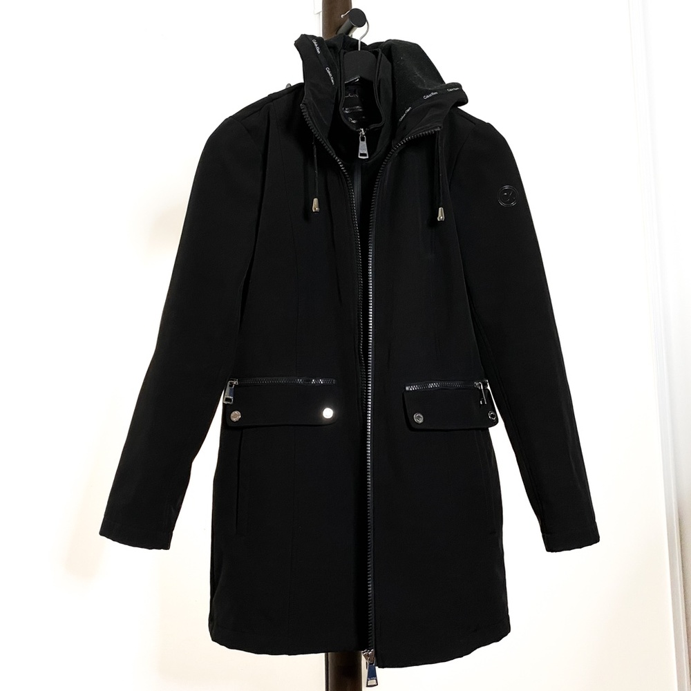 CALVIN KLEIN Soft Shell Hooded Raincoat Black